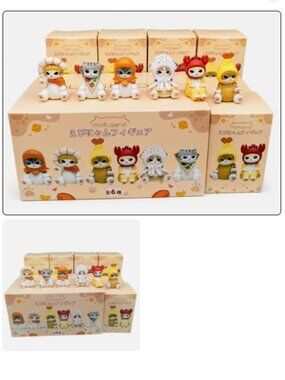 (6 PCS Set) Mofusand Squid Box Figure Cat Crab Shrimp Anime Cartoon (6 Styles)